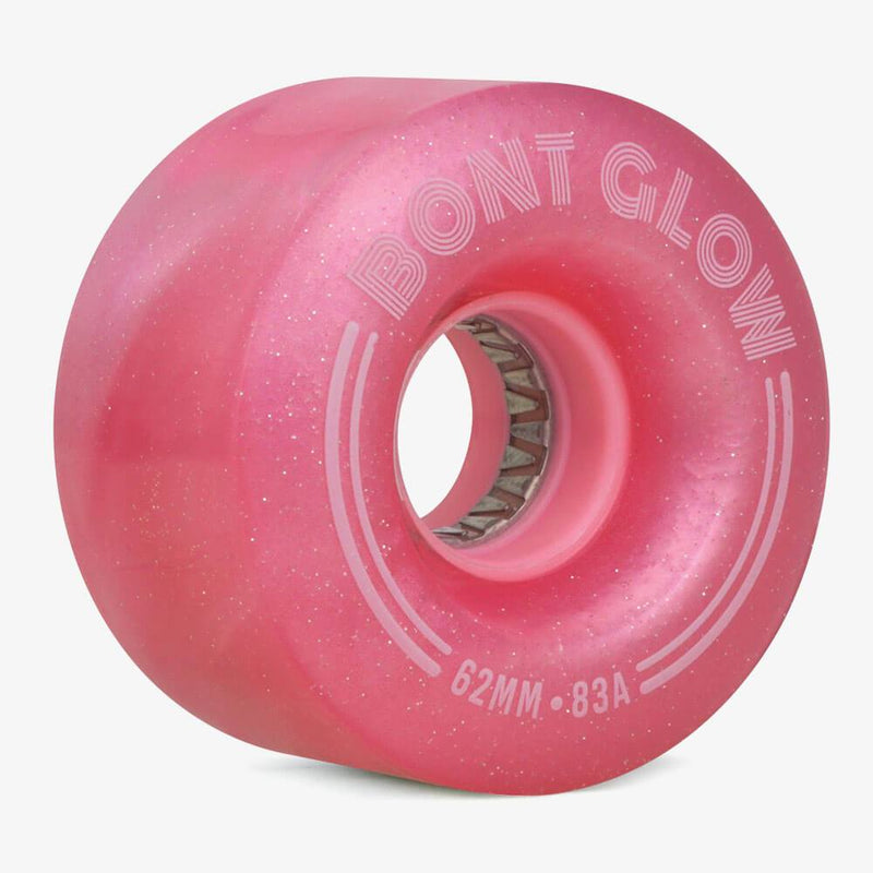Bont Wheels-quad Set of 4 / Cherry Blossom Pink Glow Light Up LED Roller Skate Wheels