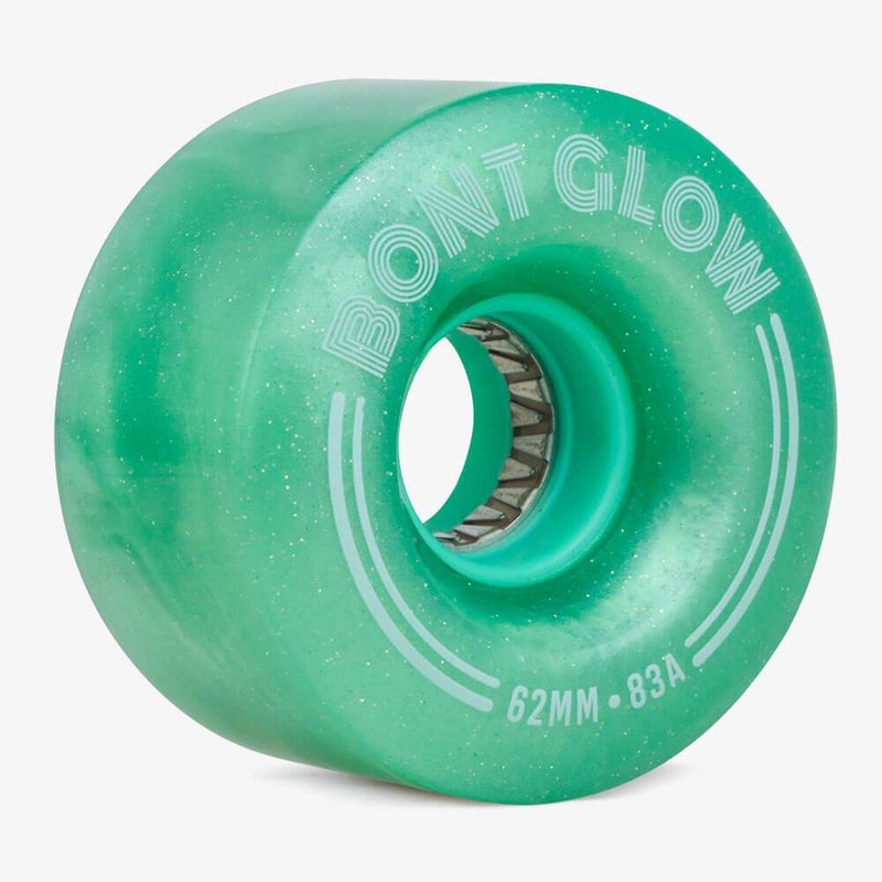 Bont Wheels-quad Set of 4 / Misty Teal Glow Light Up LED Roller Skate Wheels